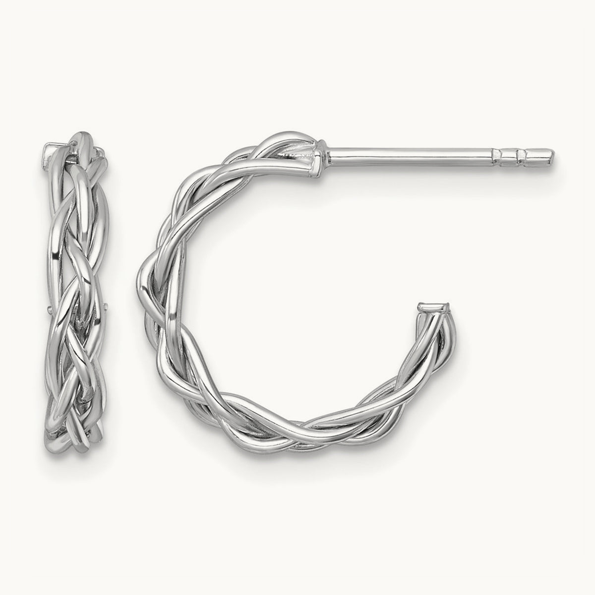 Polished Woven Post Hoop Earrings — 14K Two-Tone Gold