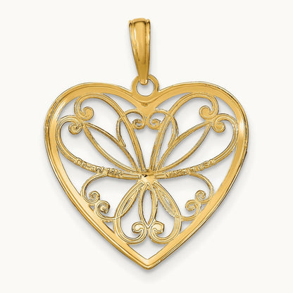 Filigree Heart Charm with rhodium — 24mm