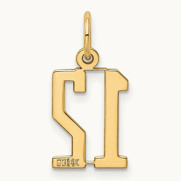 Small Elongated Number 12 Charm, 14K