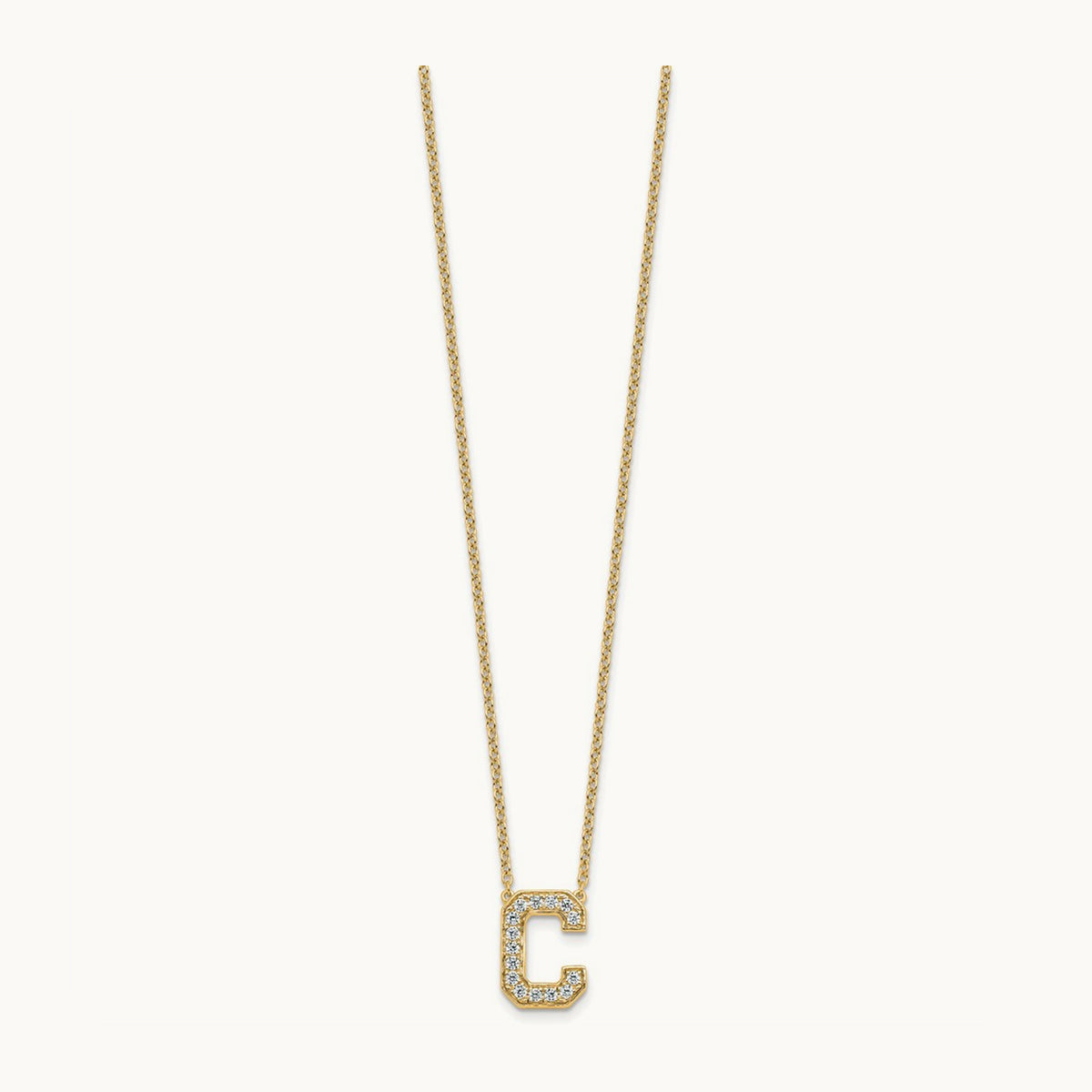 Initial Necklace — 14K Yellow Gold, C, 1/3 ct