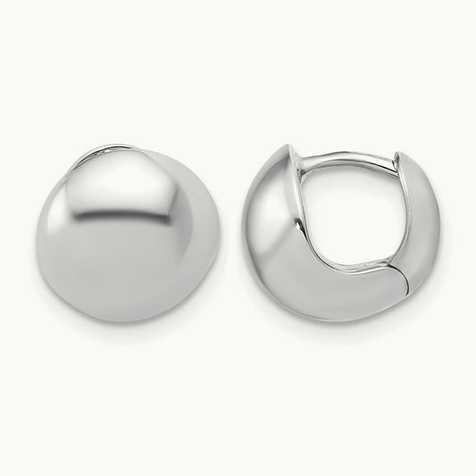 Polished Hinged Huggie Hoop Earrings — 14K White Gold