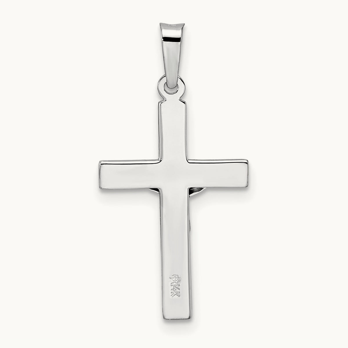 Polished Solid INRI Striped Crucifix Pendant — 27.5mm