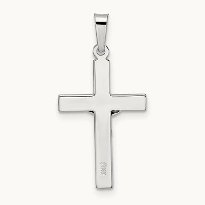 Polished Solid INRI Striped Crucifix Pendant — 27.5mm