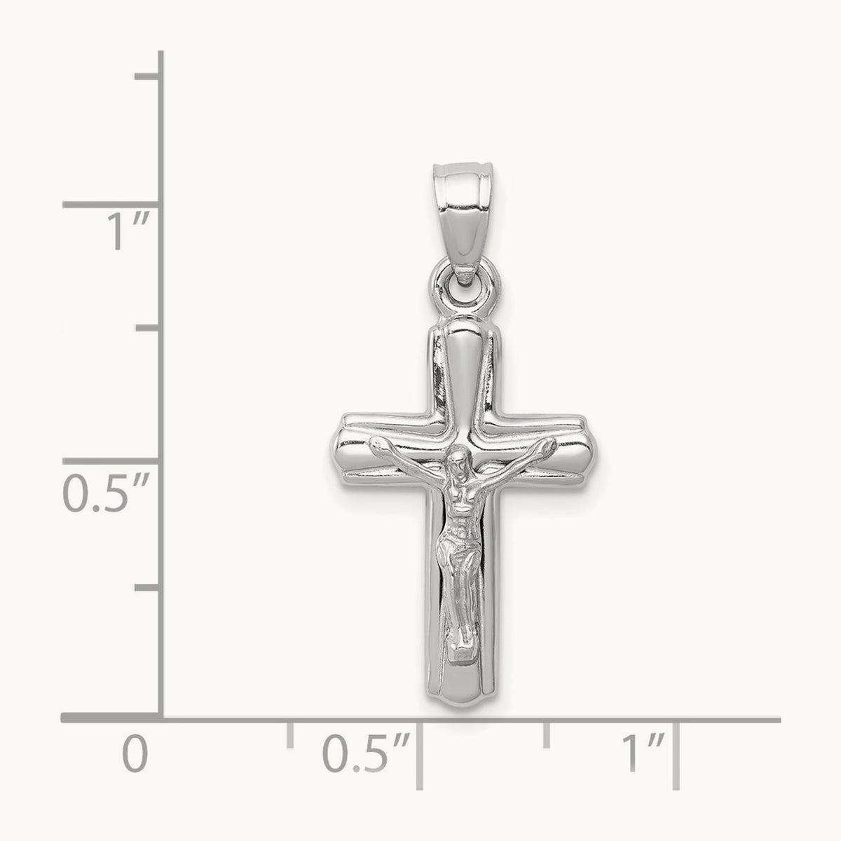 Reversible Crucifix Pendant — 14K White Gold, 28mm