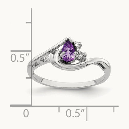 Pear Amethyst AA Diamond ring — photo set