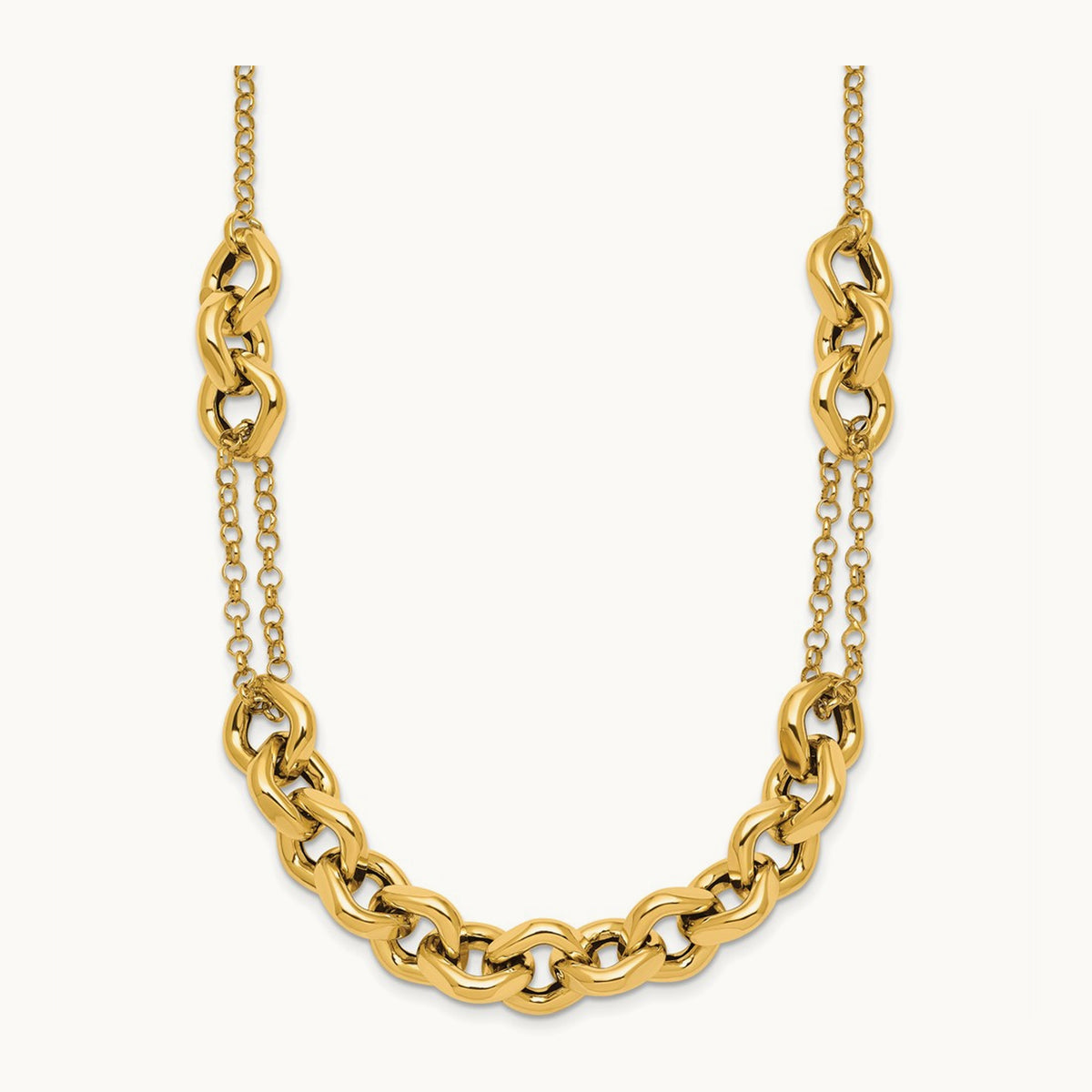 Polished 18in Fancy Multi Link Chain Necklace, 14K