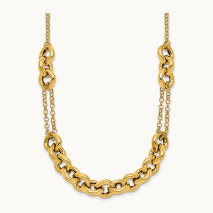 Polished 18in Fancy Multi Link Chain Necklace, 14K