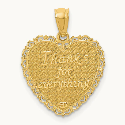 Reversible FOR MY MOM/ Thanks For Everything Pendant, 14K Gold