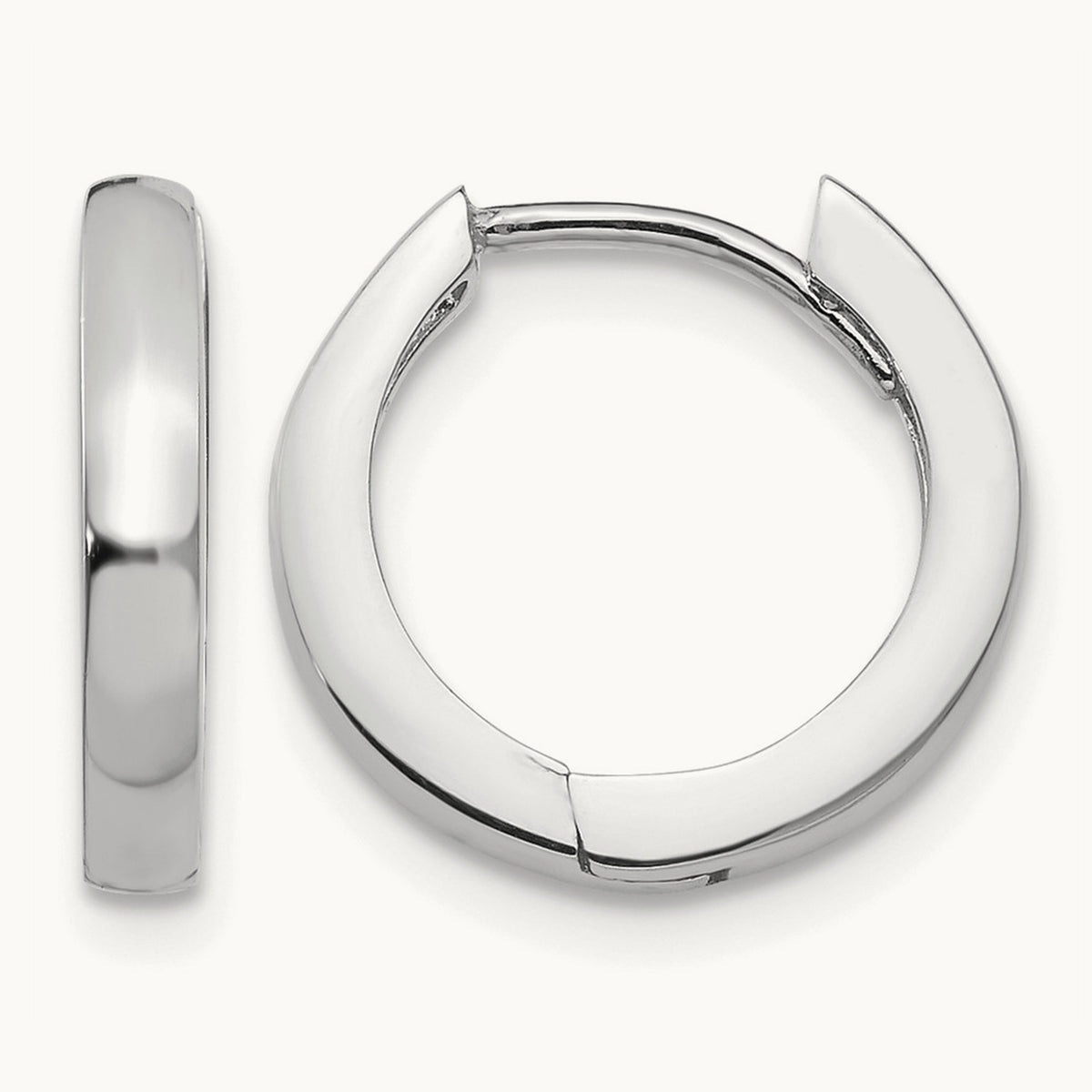 Round Hinged Hoop Earrings, 14K White Gold