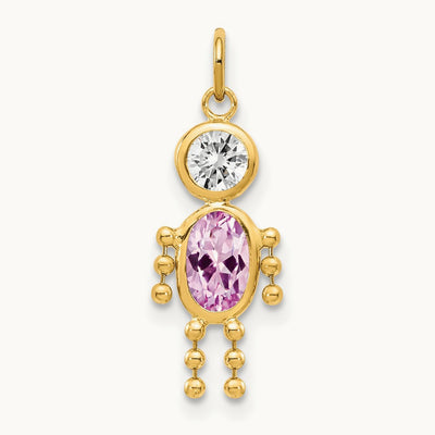 June Boy Birthstone Charm, 14K