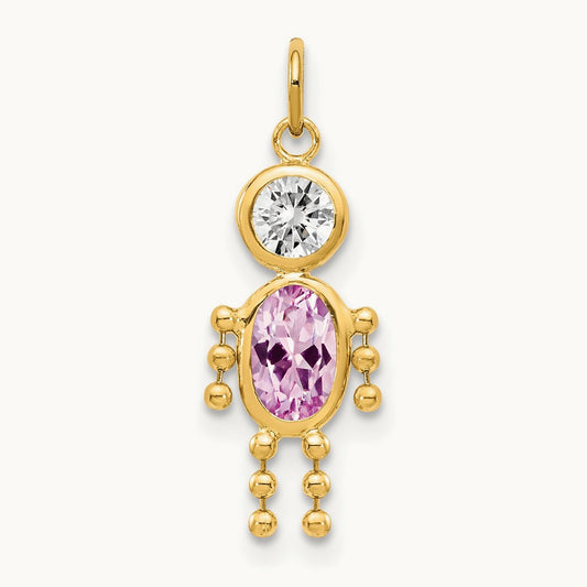 June Boy Birthstone Charm, 14K
