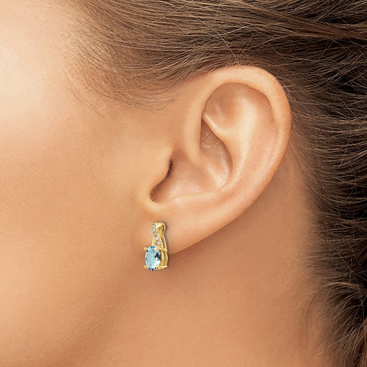Aquamarine and Diamond Earrings — 13.6mm