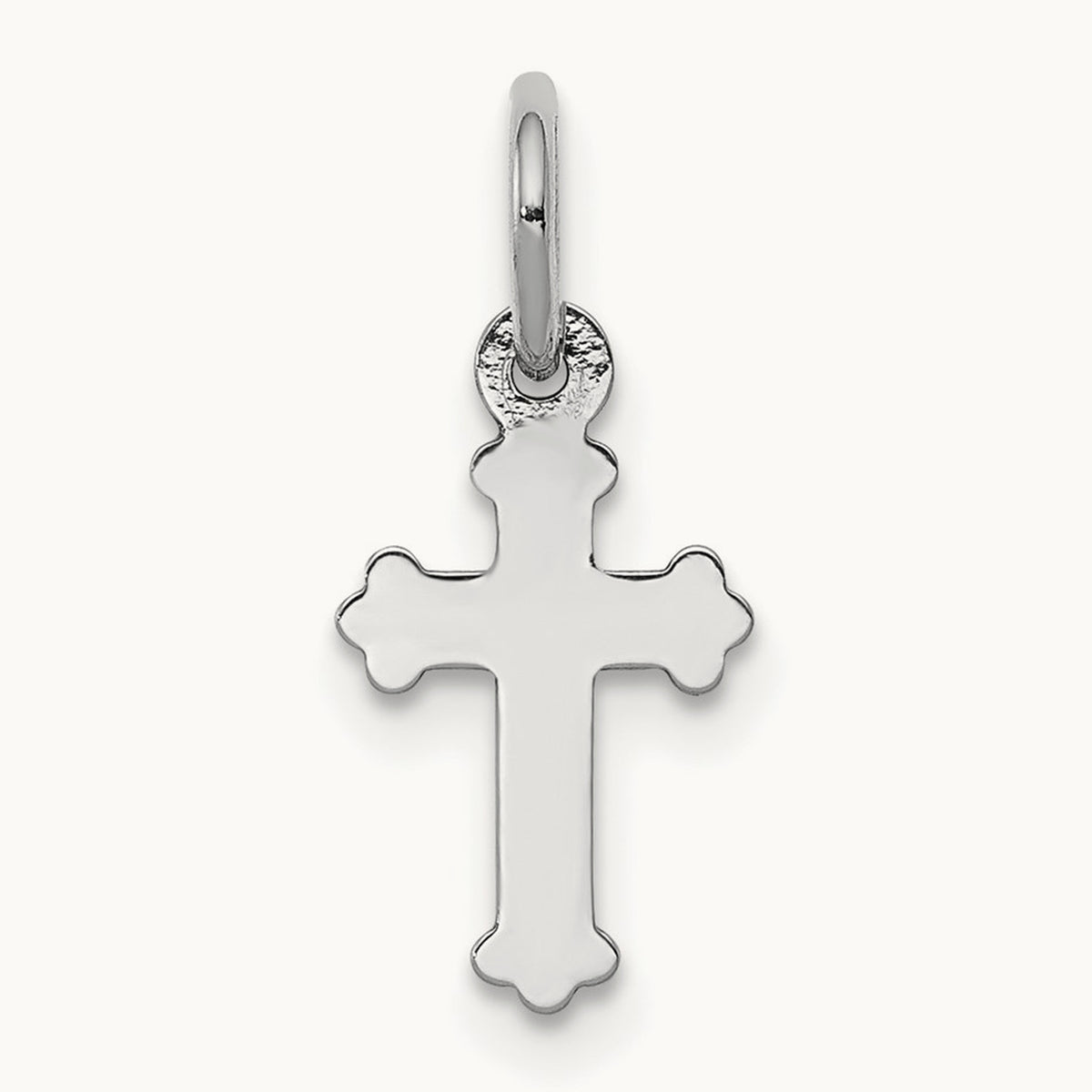 Mini Polished Cross Charm — 14K White Gold