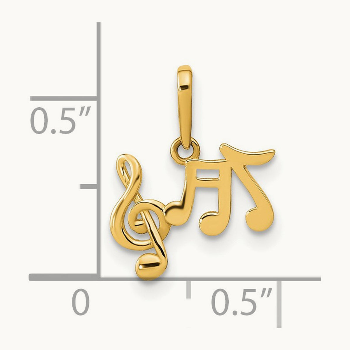 Polished Music Notes Pendant — 6mm