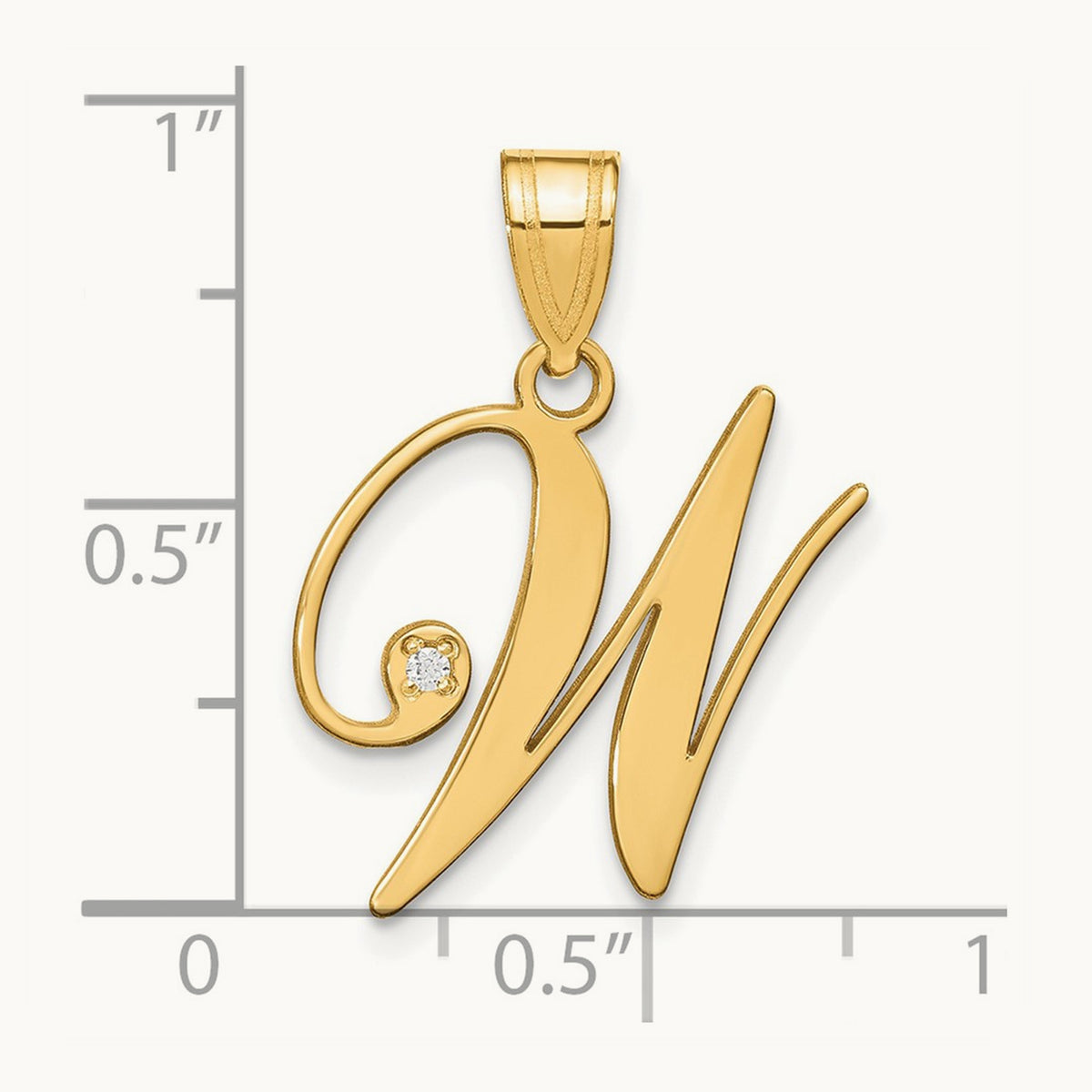 Script Initial Pendant with Diamond — W