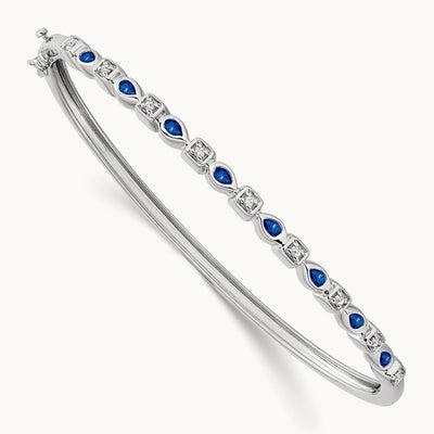 Sapphire and Diamond Bangle, 14K White Gold