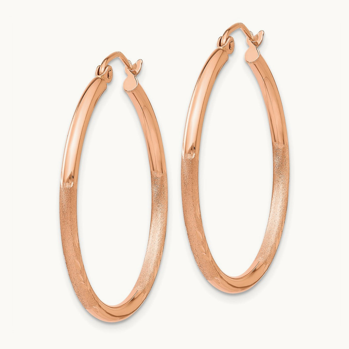 Lightweight Satin Diamond Cut Hoop Earrings — 30mm
