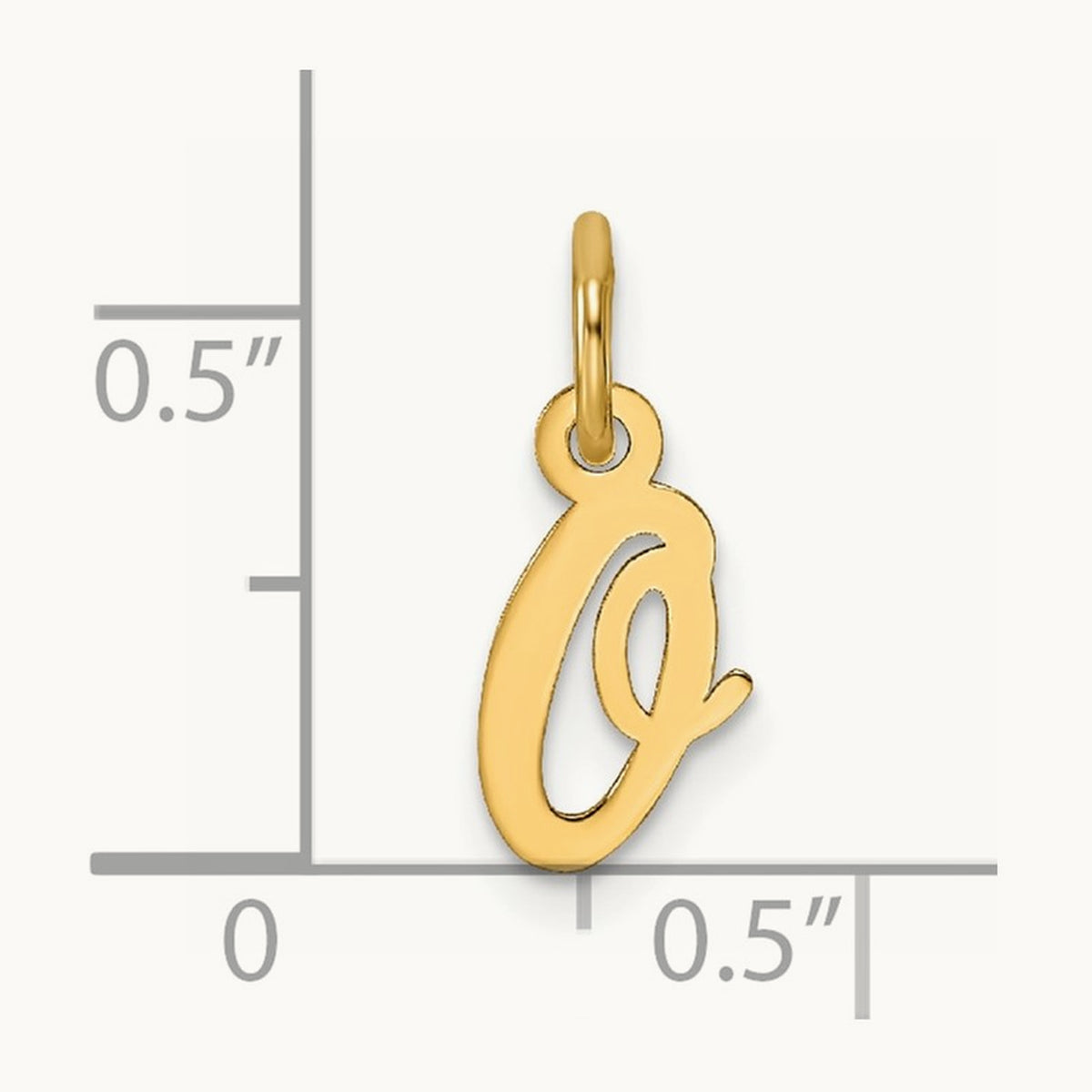 Small Script Letter O Initial Charm, 14K