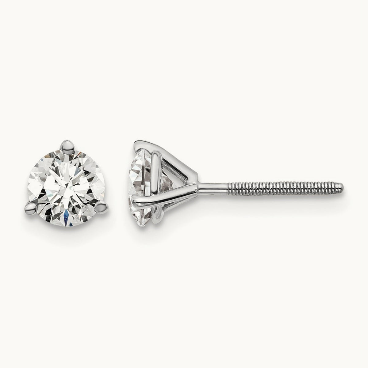 Round Stud Earrings, 0.10-6.00 ct tw Lab-Grown Diamond — 1 ct, Platinum
