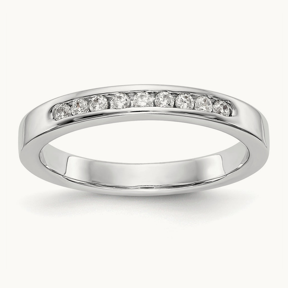 9-Stone Diamond Channel Band, 14K White Gold