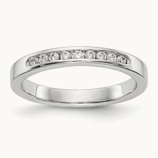 9-Stone Diamond Channel Band, 14K White Gold