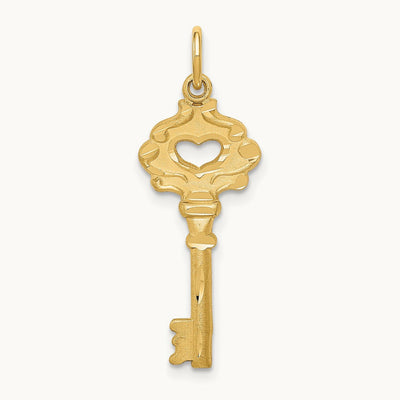 Polished Fancy Edge Key Charm, 14K