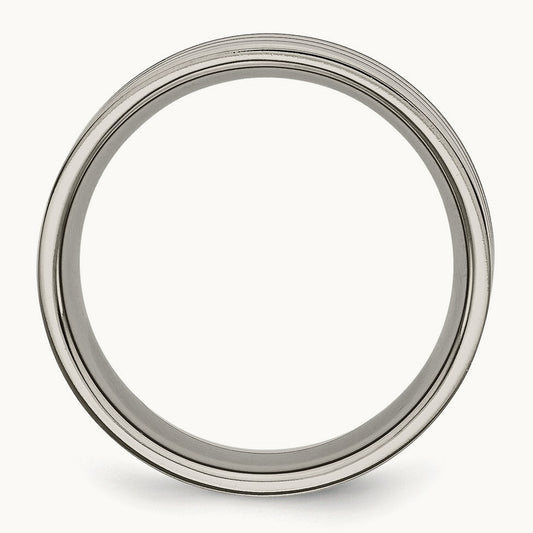 Polished Brown Enamel Striped Flat Band — photo set