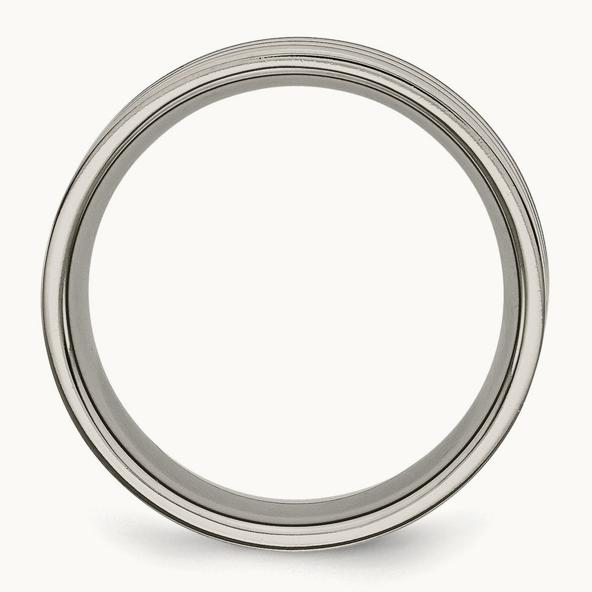 Titanium Polished Brown Enamel Striped 8mm Flat Band