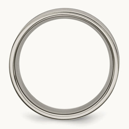 Titanium Polished Brown Enamel Striped 8mm Flat Band