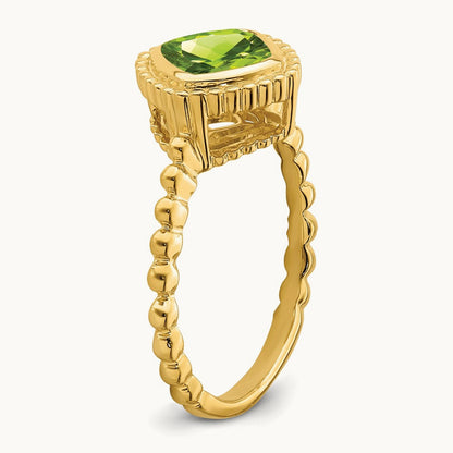 Cushion Peridot Ring, 14K