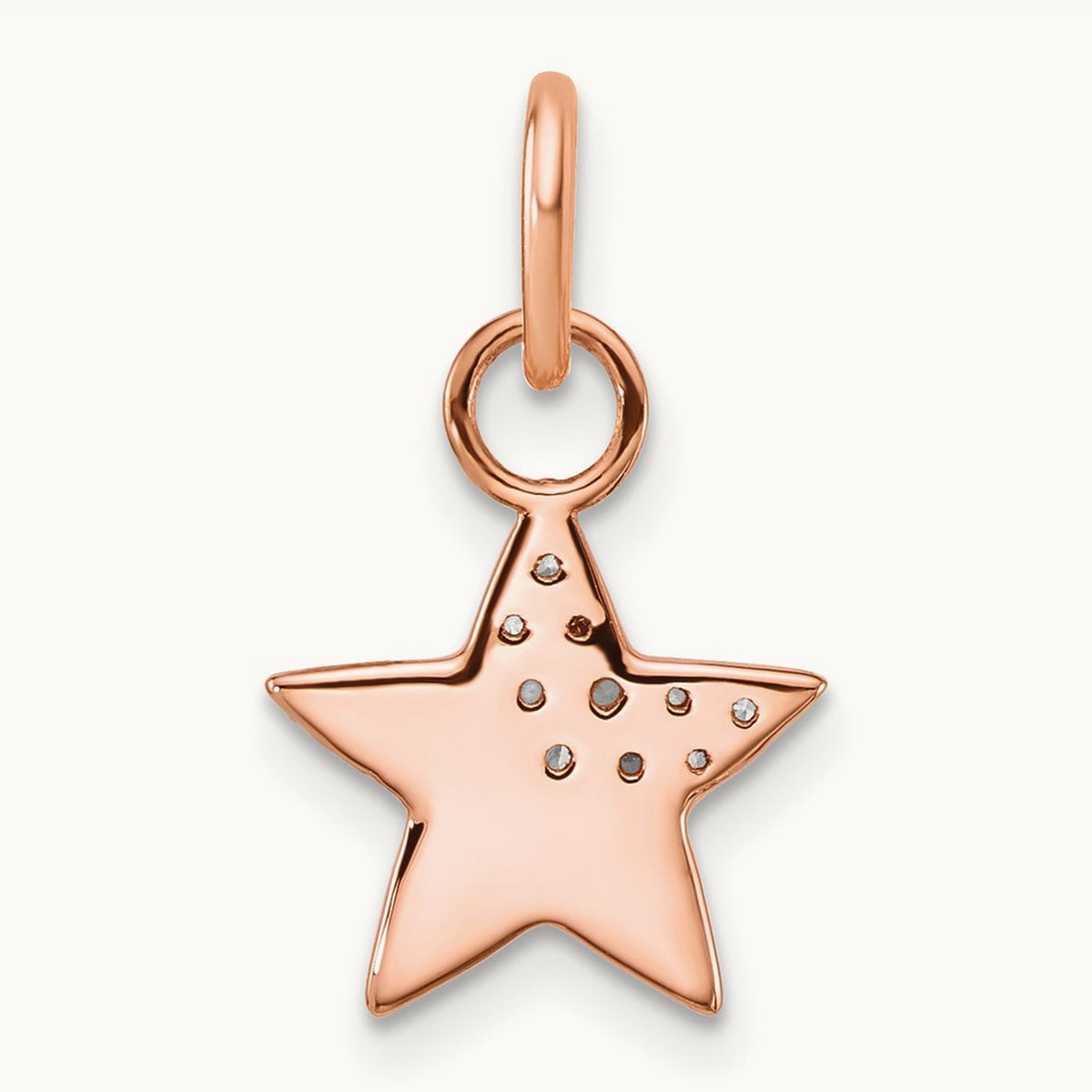 Polished Diamond Star Charm — 14K Rose Gold