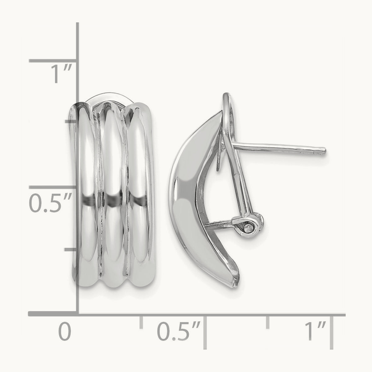 Omega Post Earrings — 14K White Gold