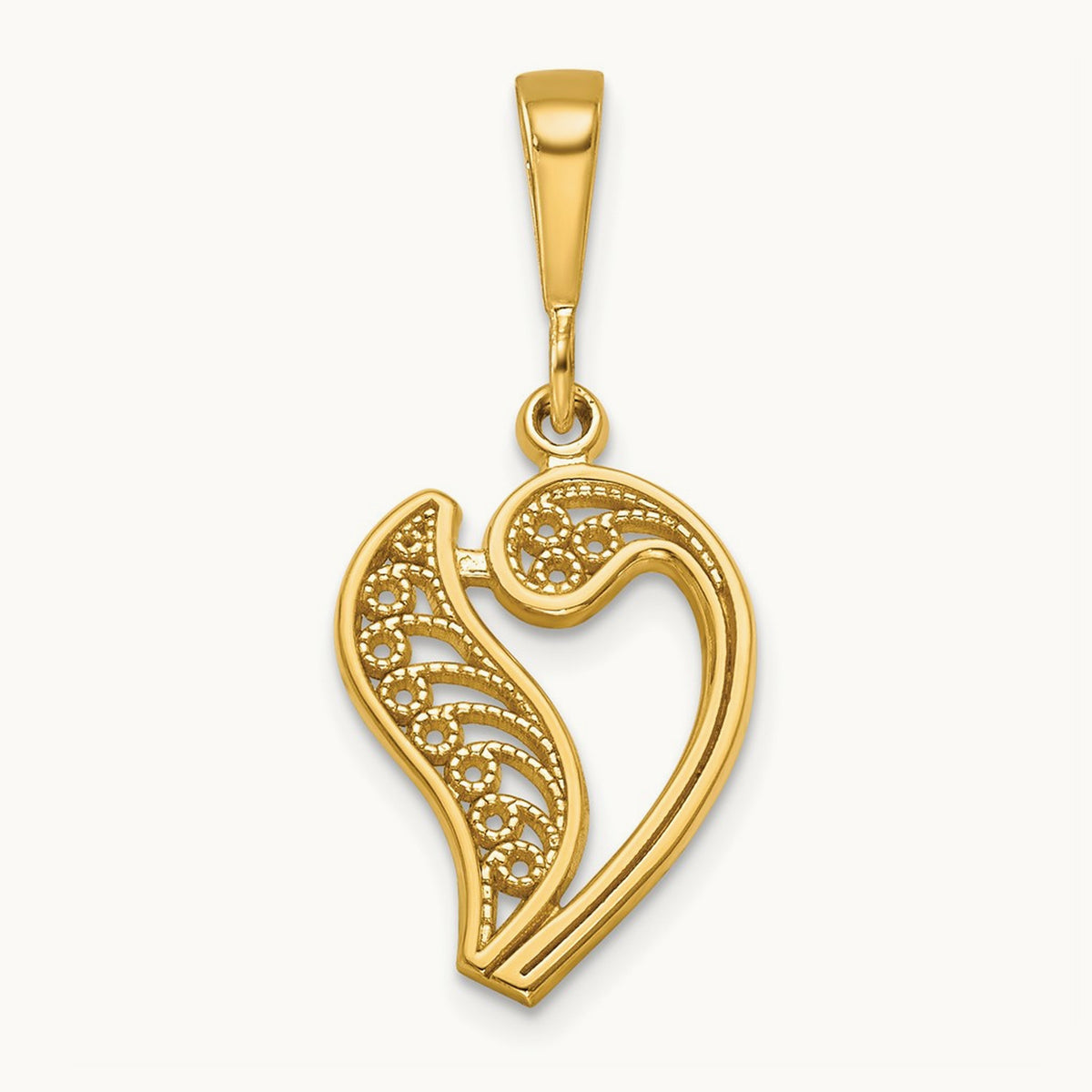 Polished Script Filigree Initial Pendant — V