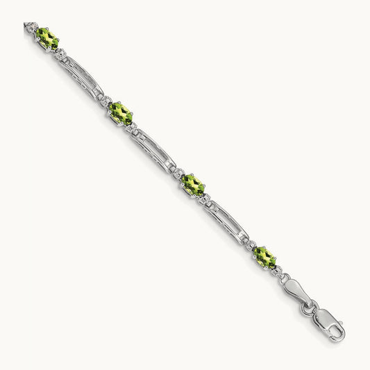 Diamond and Peridot Bracelet — 14K White Gold