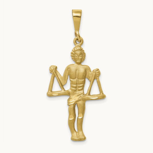 Satin Diamond-cut Libra Zodiac Charm — 42mm