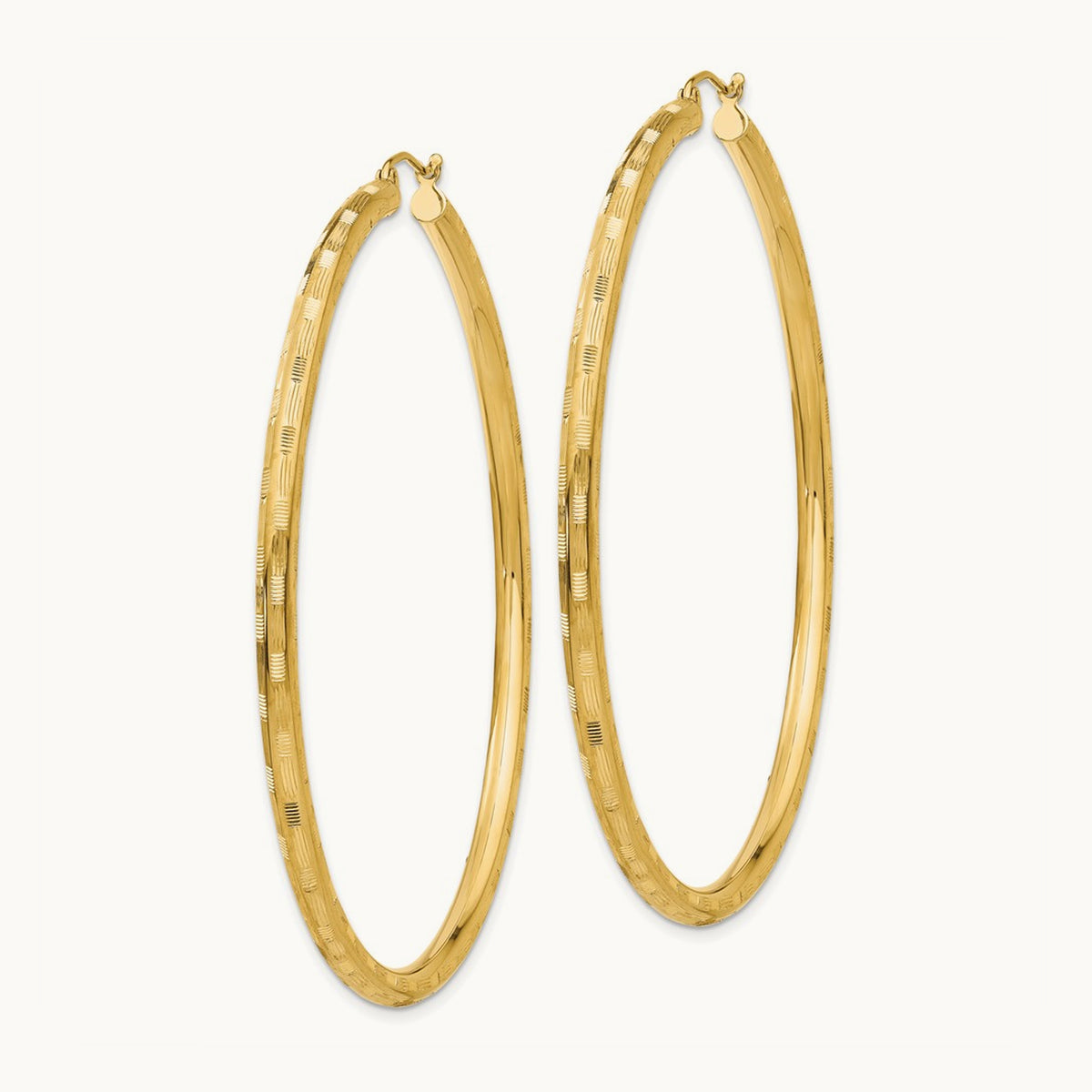 Diamond-cut Hoop Earrings, 14K