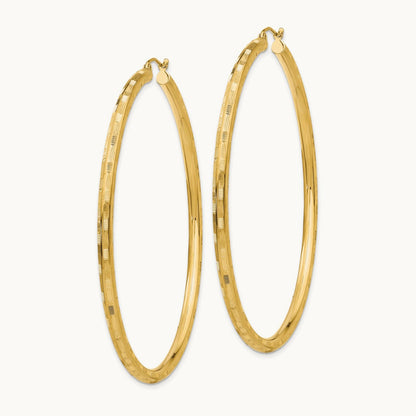 Diamond-cut Hoop Earrings, 14K