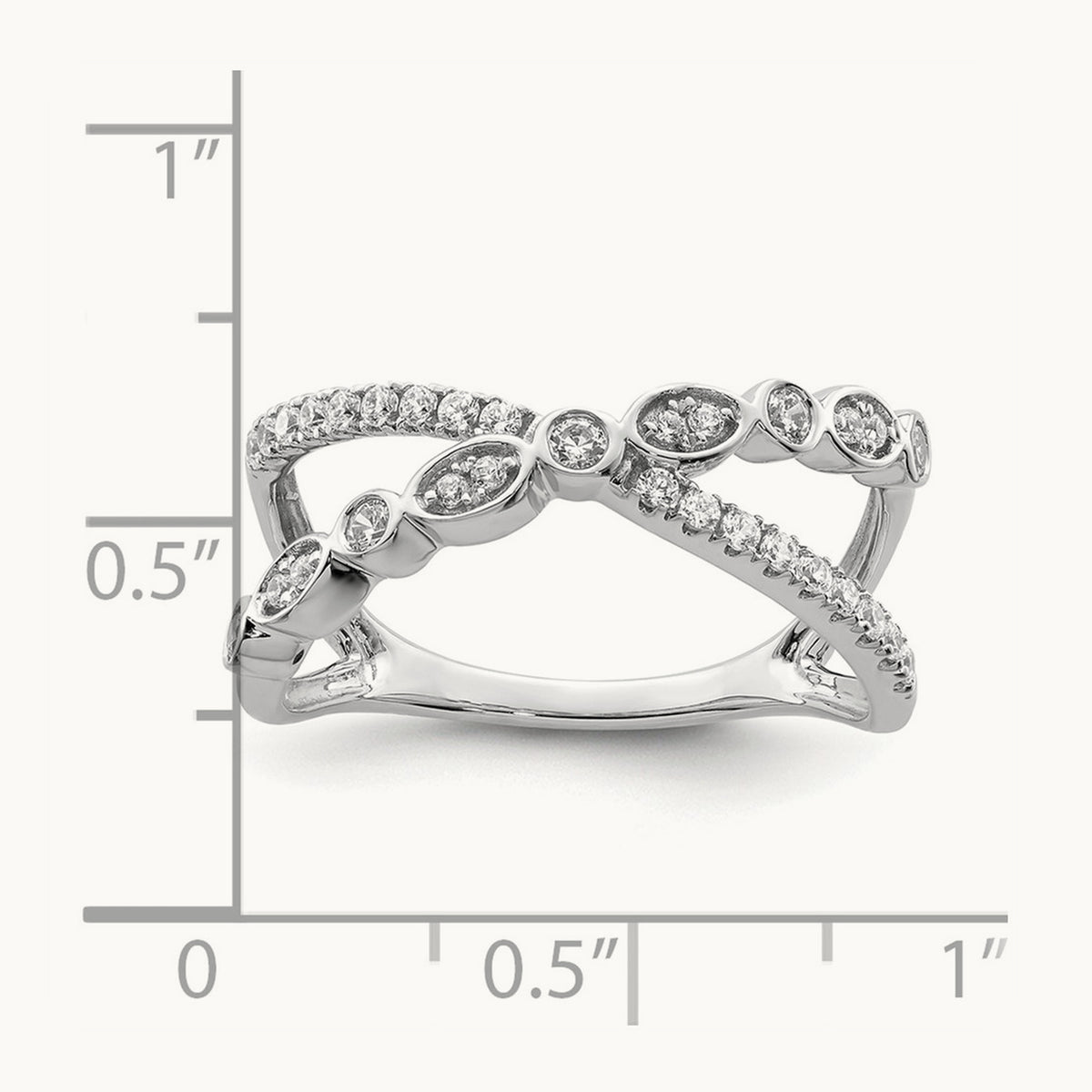 Polished Criss Cross Diamond Ring, 14K White Gold