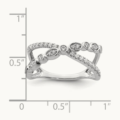 Polished Criss Cross Diamond Ring, 14K White Gold