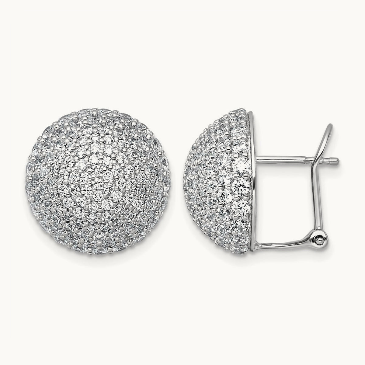 Pave Ball Leverback Post Earrings, 1.50-4.00 ct tw Lab-Grown Diamond — 4 ct, 14K White Gold