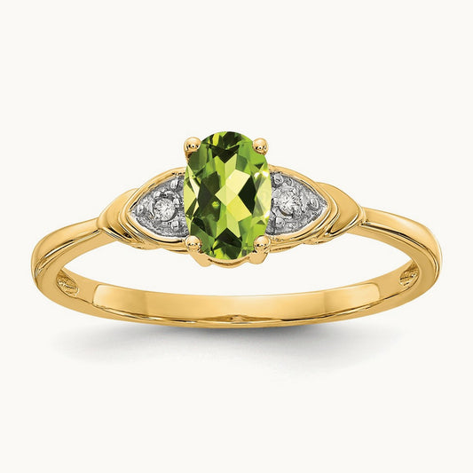 Peridot and Diamond Ring, 14K