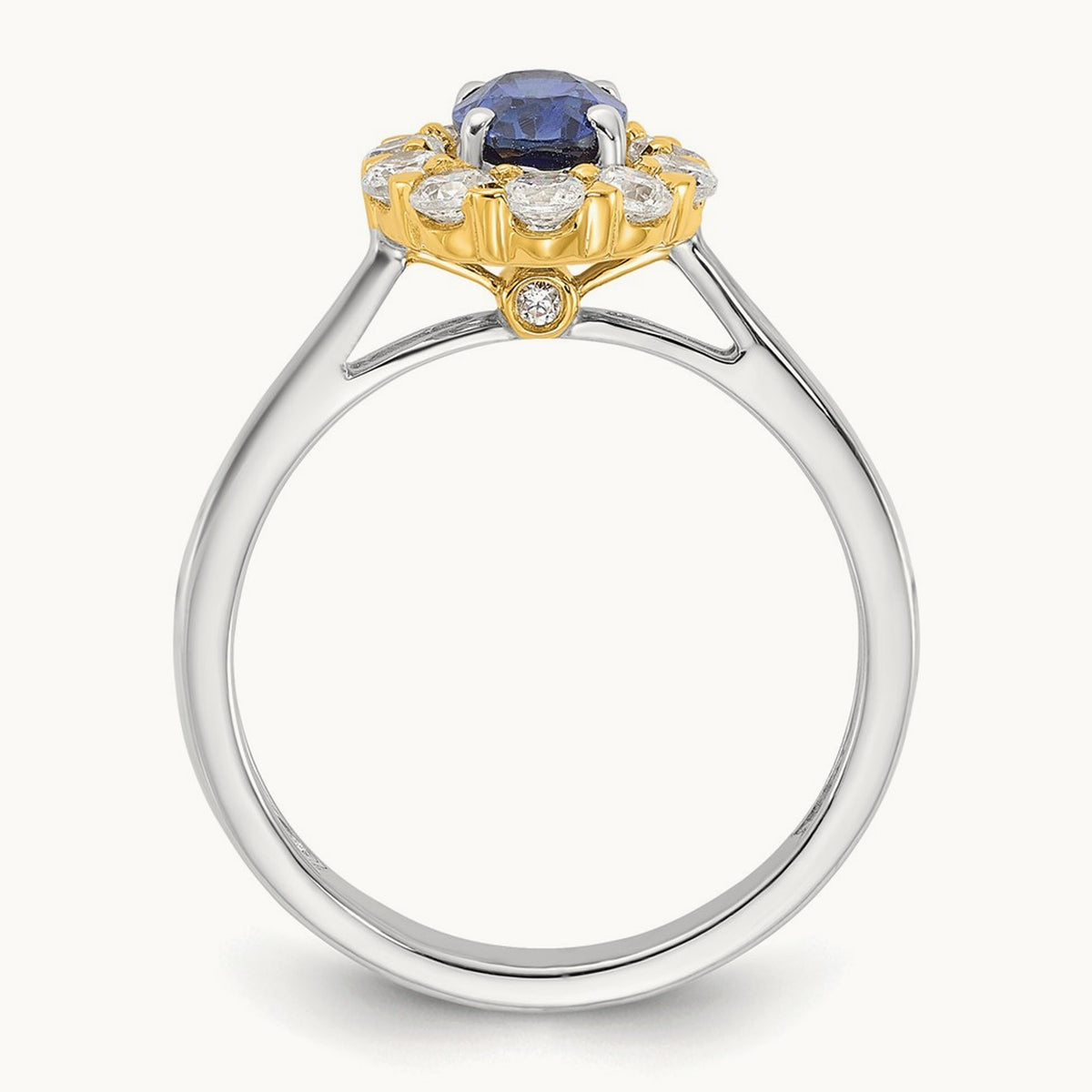 Created Sapphire Halo Ring — 14K Two-Tone, 7