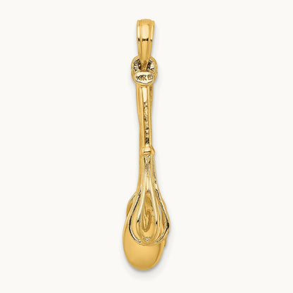 3-D Enamel Spatula, Wooden Spoon, Whisk Moveable Charm, 14K