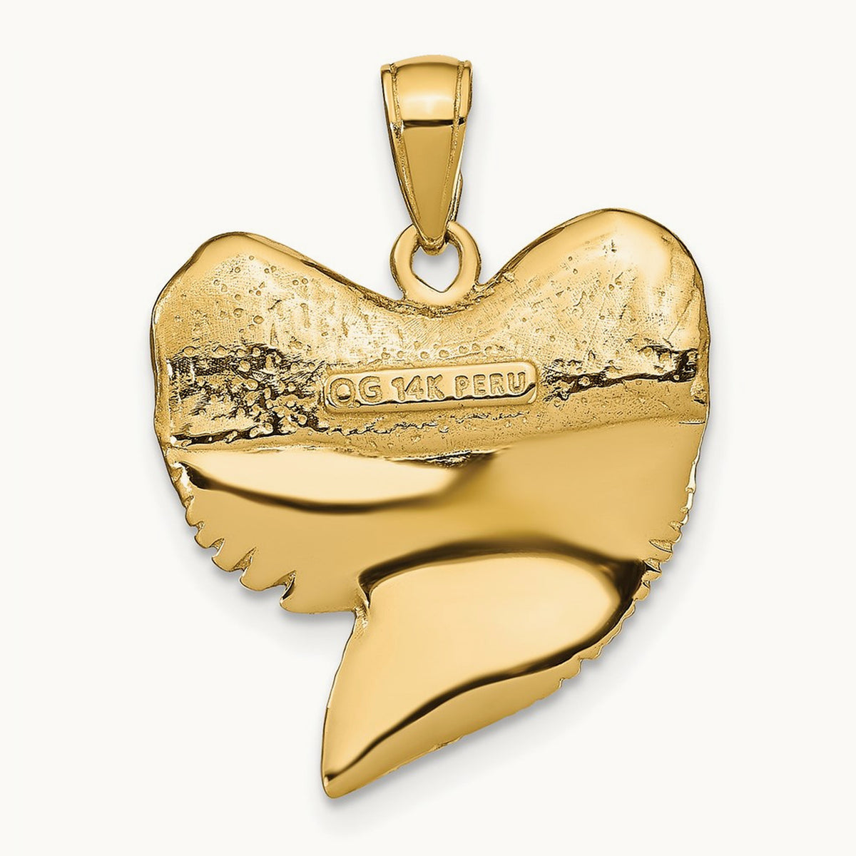 Solid Polished 3-D Shark Tooth Pendant — photo set
