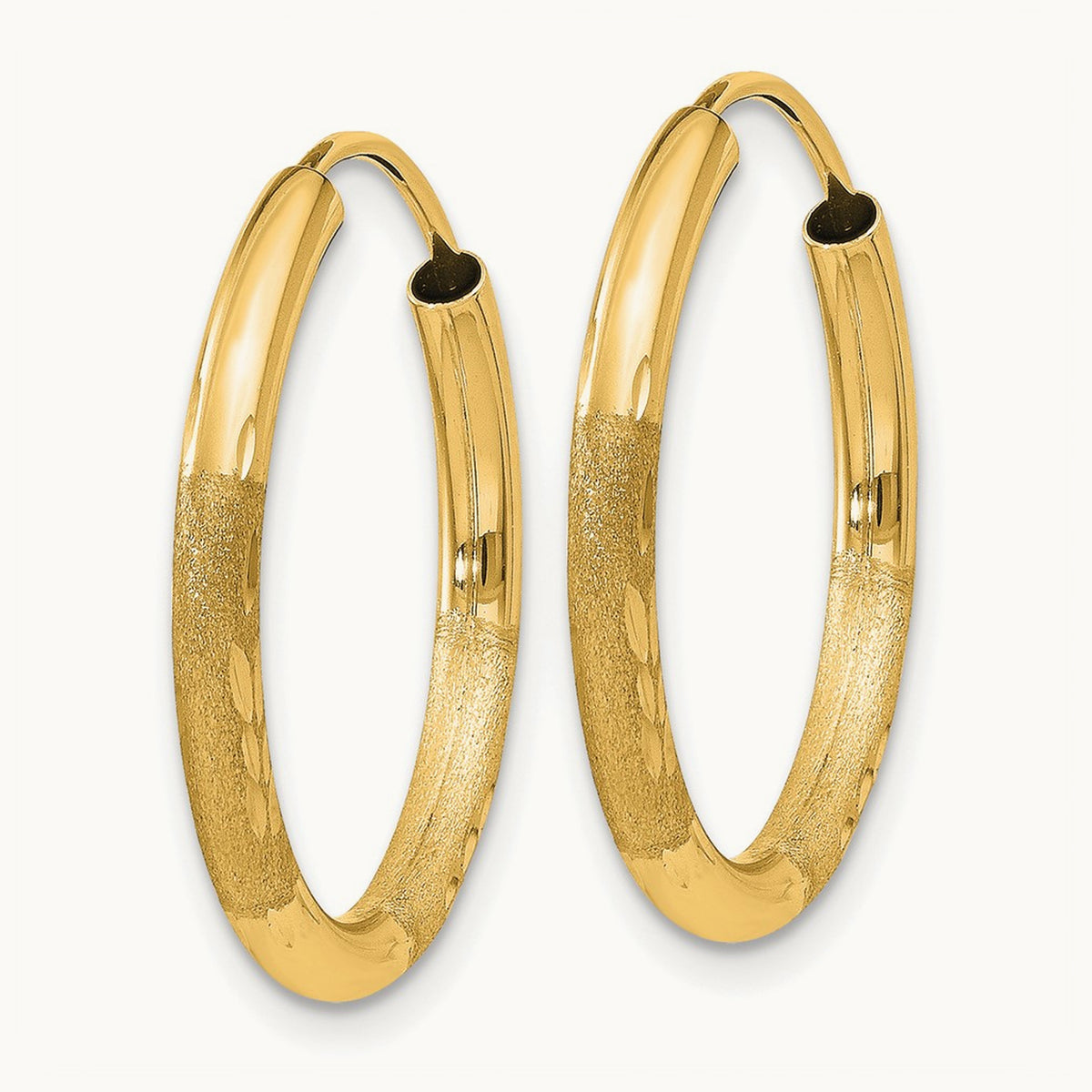Satin Diamond-cut Endless Hoop Earrings — 20mm, 2mm