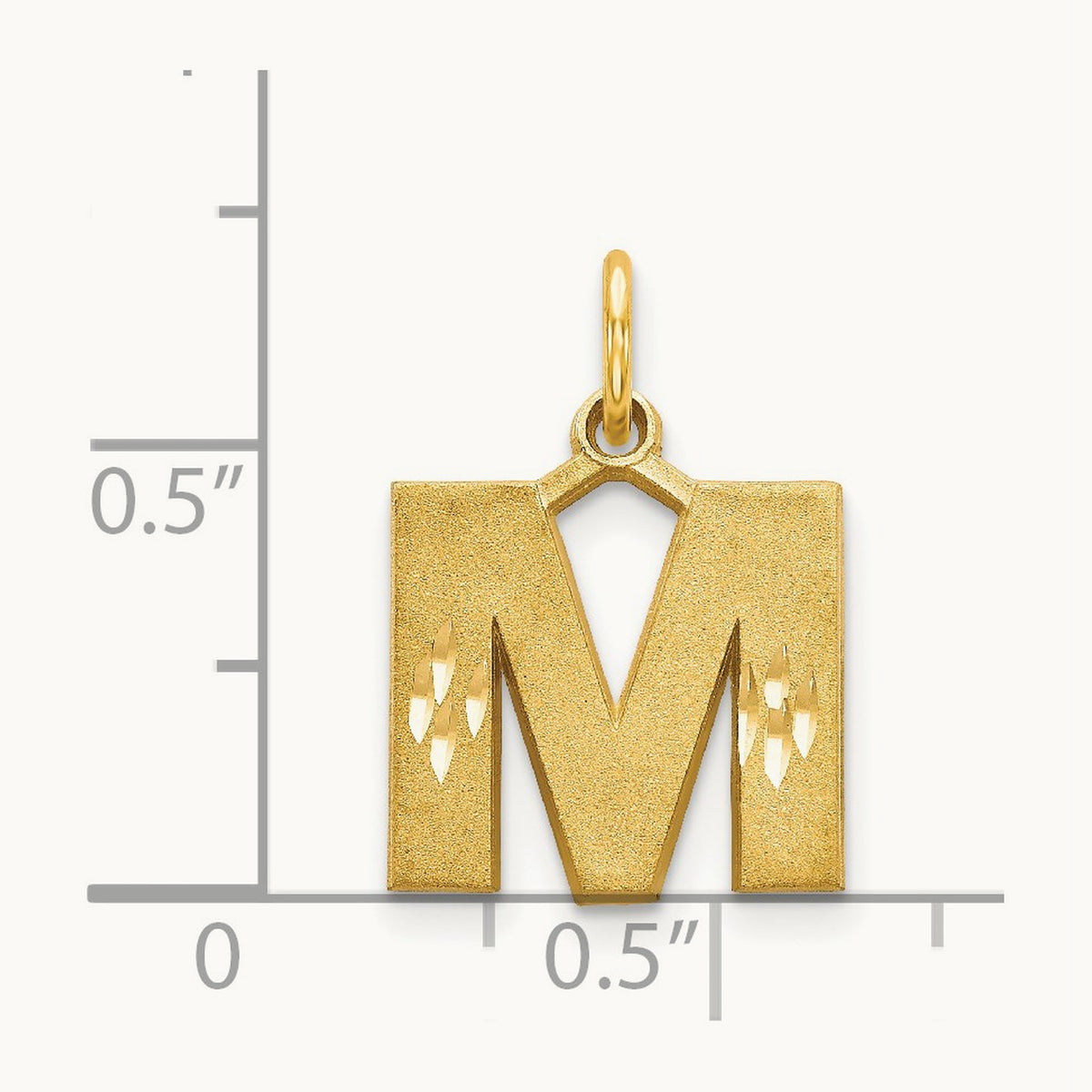 Satin Diamond-cut Initial Charm — 14K Yellow Gold, M