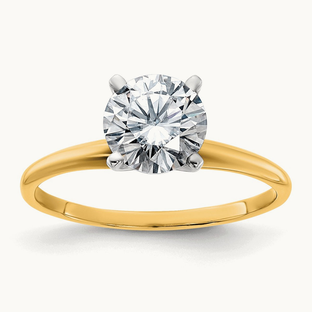 Round Solitaire Engagement Ring, 1.75 ct tw Lab-Grown Diamond — 14K Two-Tone