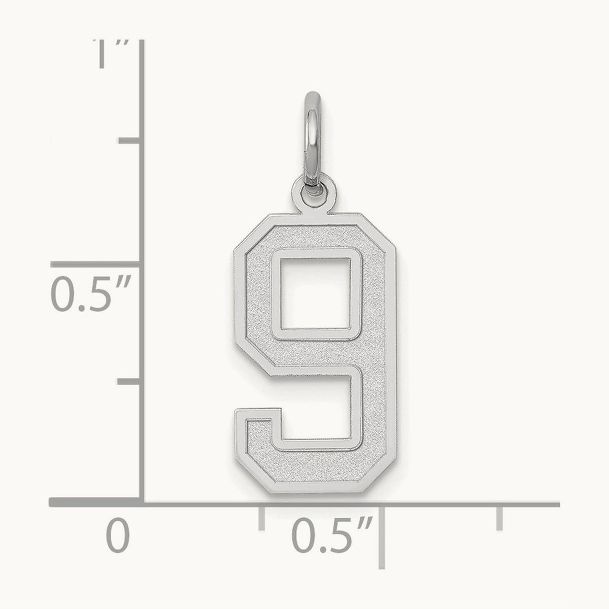 Medium Satin Number 9 Charm — 14K White Gold