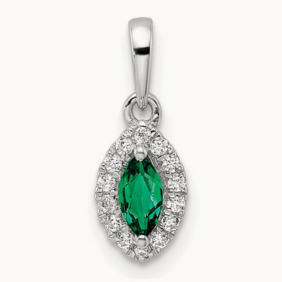 Created Emerald May Birthstone Pendant, 0.10 ct tw Lab-Grown Diamond