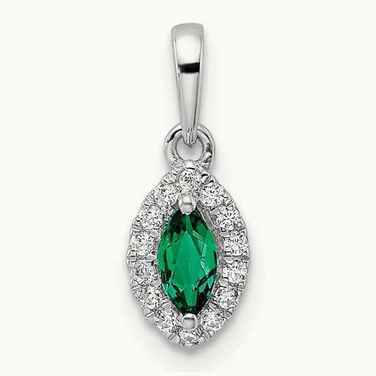 Created Emerald May Birthstone Pendant, 0.10 ct tw Lab-Grown Diamond
